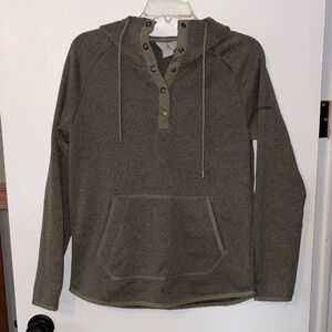 Ascend Olive Green Hoodie with Button Detail